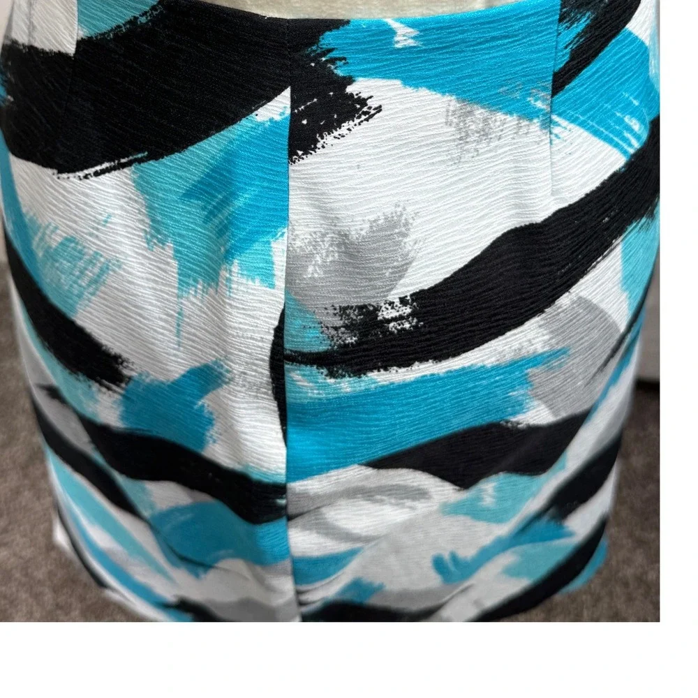 Kasper Womens Size‎ 12 Turquoise Abstract Brushstroke Textured Pencil Skirt NWT